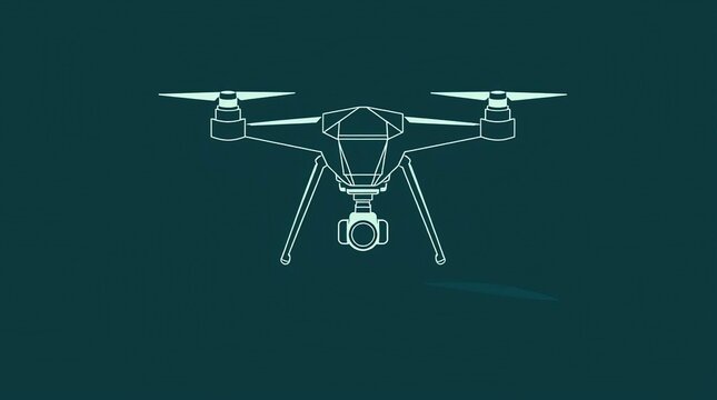 Geometric drone outline against teal