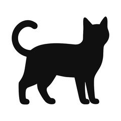 Cat Silhouette Vector Icon in Side-View Feline Profile