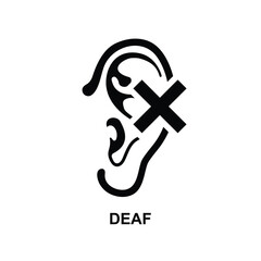 Deaf icon. Deafness icon. Hearing impairment line icon isolated on background vector illustration.