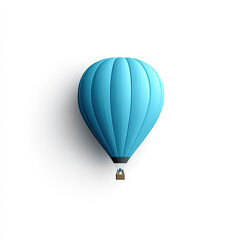 Obraz premium Blue hot air balloon casting shadow white background with calm mood