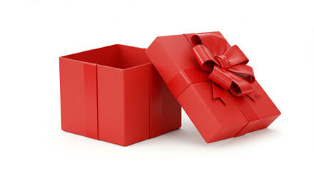 A vibrant red gift box with its lid ajar reveals an inviting empty space for a special surprise.