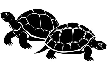 Silhouette Vector Art Illustration of Turtle  Set