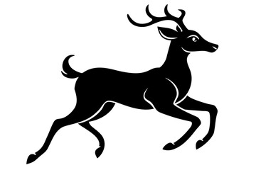 Silhouette Vector Art Illustration of Running  Deer