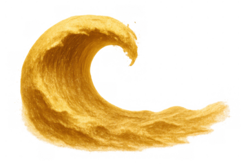 Golden wave crashing, isolated on transparent background, perfect for conveying concepts of wealth, prosperity, and success
