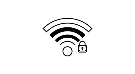 Minimalist wifi lock icon representing secure wireless connection