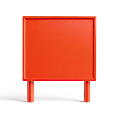 Red blank square sign on two poles with white background