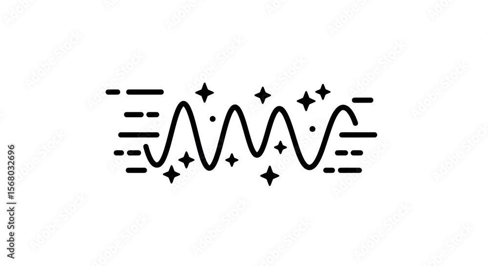 Aufkleber wavy line symbol with sparkles and lines in minimalist style