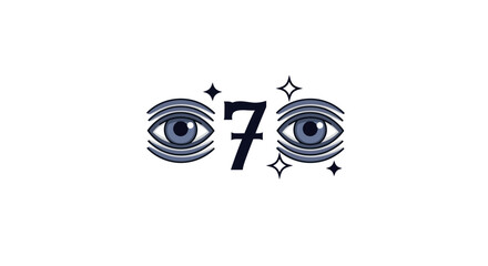 Mystical eye symbol with number seven vector illustration for esoteric design