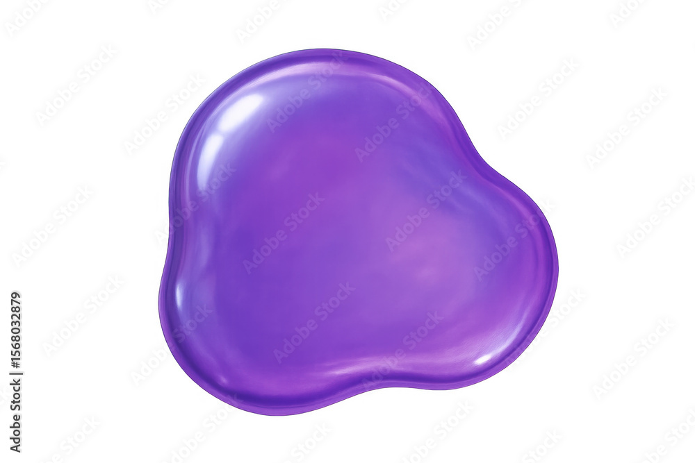 Poster purple, glossy, and shiny blob flows on a transparent background, creating a visually appealing abst