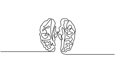 brain continuous one line drawing, Continuous one line drawing of human brain. Hand drawn minimalism style, idea and intelligence concept. Editable stroke.