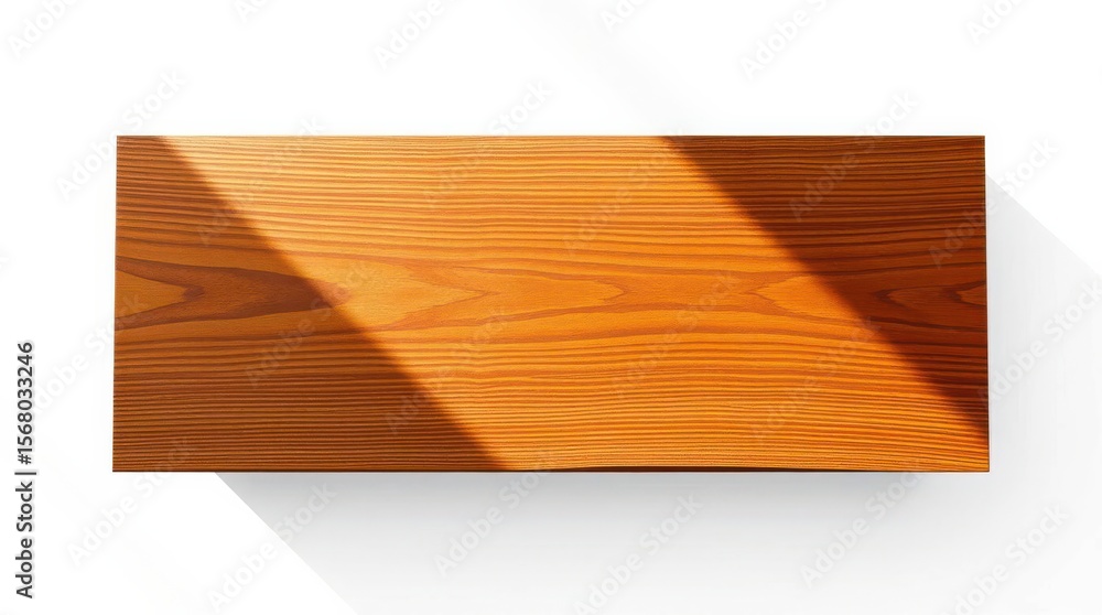 Poster wooden surface with natural grain illuminated by a strong light, creating a diagonal shadow on the m