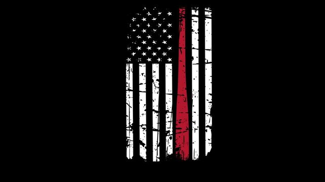 American Baseball Animation with Red Bat & Black & White USA Flag, Sports & Patriotism 4K