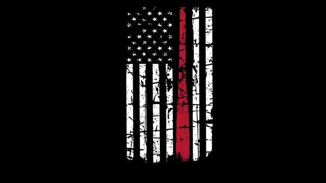 American Baseball Animation with Red Bat & Black & White USA Flag, Sports & Patriotism 4K