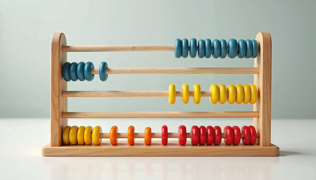 Colorful wooden abacus on minimalistic background
