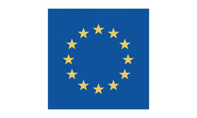 European Union Flag, Blue Backdrop with Circle of Twelve Golden Yellow Stars