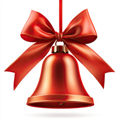 Red Christmas bell with shiny bow hanging decoration