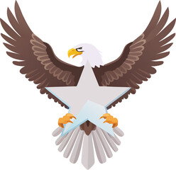 Obraz premium A patriotic symbol of an eagle with spread wings embracing a large white star and flag