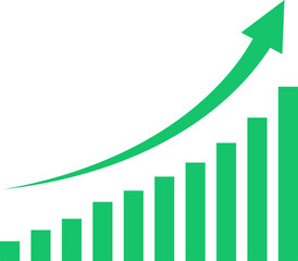 Graph going down and up sign with green arrows