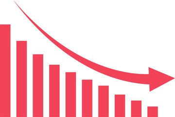 Red arrow going down stock icon 