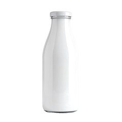 Clean White Milk Bottle with Rounded Cap Floating Mockup Style Transparent Background