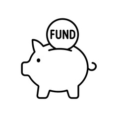 Obraz premium Outline piggy bank icon with fund symbol representing retirement savings