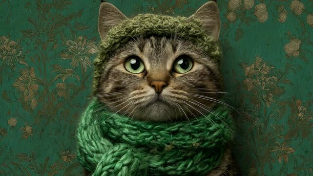cute cat wearing scarf