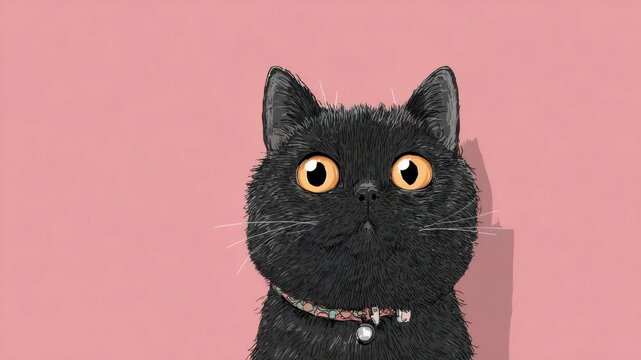 Cute black cat with beautiful eyes