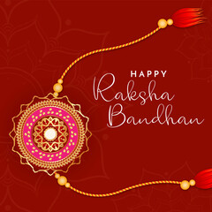 Happy Raksha Bandhan Post and Greeting Card. Indian Culture Rakhi Celebration Background with Text and Rakhi banner, poster. Rakhi background for Indian festival Raksha bandhan celebration