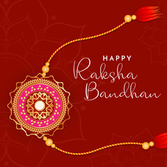 Happy Raksha Bandhan Post and Greeting Card. Indian Culture Rakhi Celebration Background with Text and Rakhi banner, poster. Rakhi background for Indian festival Raksha bandhan celebration