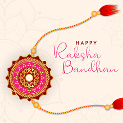 Happy Raksha Bandhan Post and Greeting Card. Indian Culture Rakhi Celebration Background with Text and Rakhi banner, poster. Rakhi background for Indian festival Raksha bandhan celebration