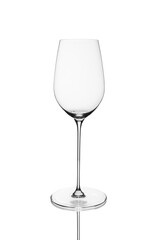 Empty transparent wine glass isolated on white background