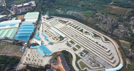 Aerial view of DMV driving school testing center showcasing training tracks and facilities