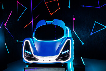dark interior in the playroom with interactive machine