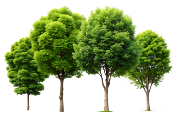 Group of Lush Green Trees on Transparent Background