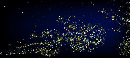 Cosmic Dust Sparkling Celestial Display. Star shining gold gradient sparkles on transparent background. Chic vector magic stars gold falling sparkles with gradient texture on transparent. 