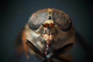 Zombie fly (mosquito sucking blood extreme macro).