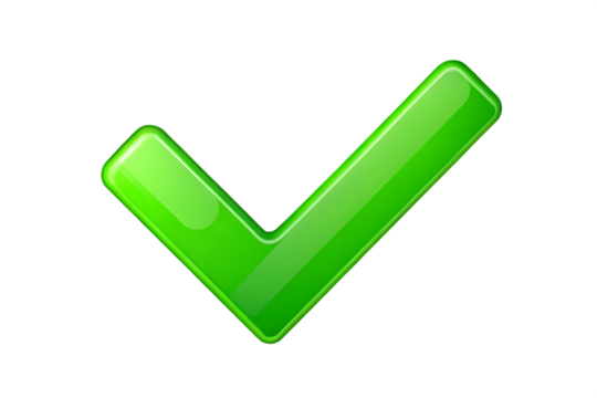 Green Check Mark Icon on transparent background