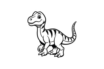 Fototapeta premium Cute Cartoon Dinosaur Illustration Black and White