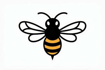 simple drawing of a small honey bee, bee isolated on white background isolated, white background