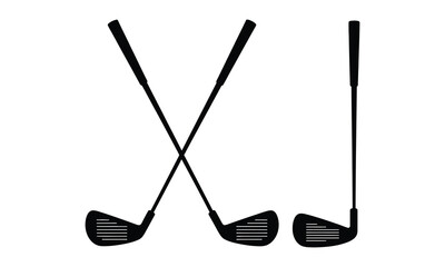 Isolated Golf Clubs Art on White. Crossed Golfing Equipment Graphics