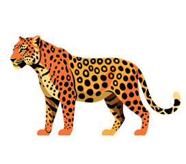 Leopard digital art with striking pattern, modern and colorful vector style.