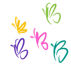 Colorful Doodle Butterflies Illustration art