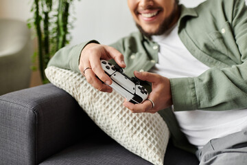 Relaxing at home while enjoying video games in a cozy living room atmosphere