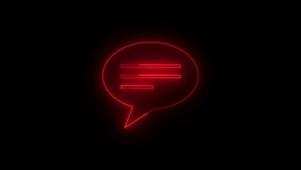 Red Neon Chat Bubble with Text on Black Background