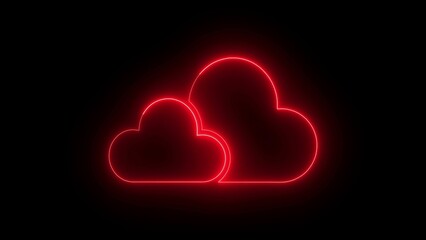 Red Neon Cloud Shapes on Black Background clouds