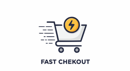 Fast checkout illustration with a shopping cart, symbolising speed and efficiency.