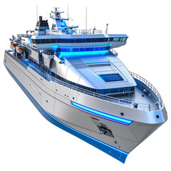 Futuristic ship illustration on isolated black background