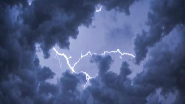 Animation of lightening and clouds over stormy sky