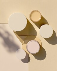 Beige Cream Jars, Skincare Product Mockup, Minimalist