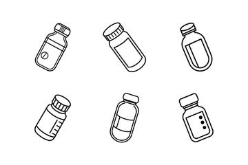 pill bottle line art vector illustration
